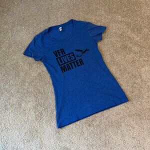 Women’s Blue VFR Lives Matter Pilot Short Sleeve T-Shirt Airplane Sz M